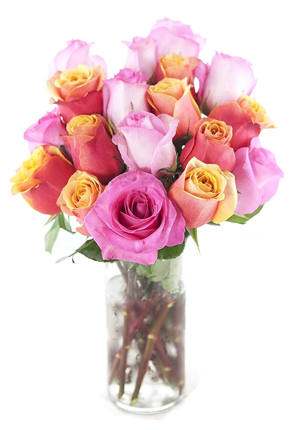 KaBloom - Brighten My Day! Bouquet - With Vase - Fresh Flowers for Birthday, Valentine's & Mother's Day