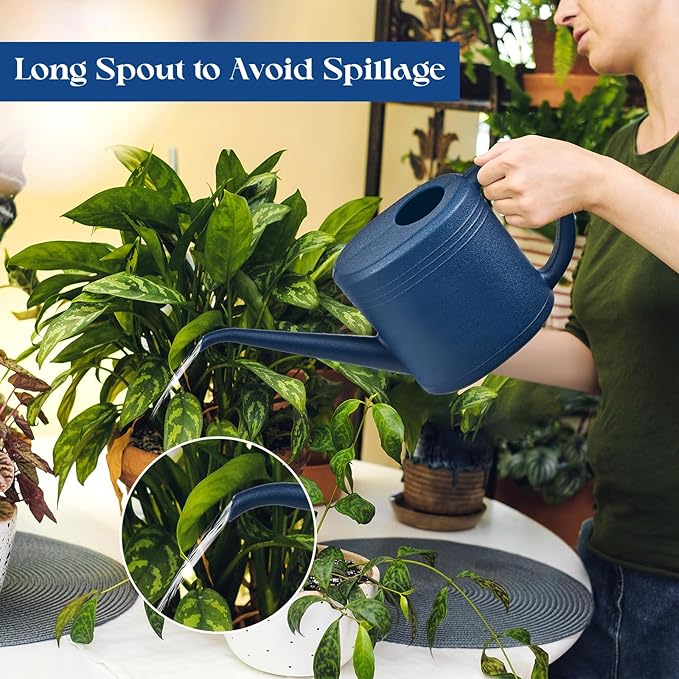 Watering Can - for Indoor and Outdoor Plant Garden - 1/4 Gallon - Navy Blue