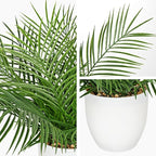 Briful Artificial Palm Plant in White Pot, 18” Faux Tropical Tabletop Plant with 14 Realistic Leaves, Small Potted Palm Tree for Farmhouse, Coffee Table, Entryway, Bathroom, Shelf & Living Room Decor