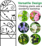 Amagabeli 4 Pack Garden Trellis for Climbing Plants Outdoor 46" x 15" Rose Wrought Iron Trellis for Vine Vegetable Flower Ivy Cucumber Decorative Trellis Black