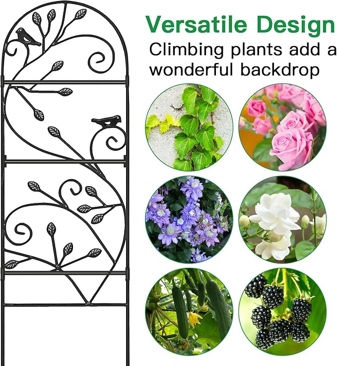 AMAGABELI 2 Pack Garden Trellis for Climbing Plants Outdoor Trellis 46" x 15" Climbing Rose Trellis Metal Trellis for Vines Flower Patio for Grape Cucumber Clematis Decorative Trellis Black