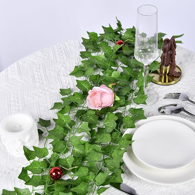 Fake Vines for Room Decor 100 Pack 750 Ft Artificial lvy Greenery Garland Vine Leaves, Leaf Plants Flowers Foliage for Bedroom,Garden Wall. Decor Indoor Outdoor
