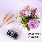 Artificial Potted Flowers, Small Ceramic Vase Fake Flower Plants Desktop Decoration Indoor for Home and Office, Faux Flowers Hydrangea Decora for Table,Bookshelf,Bedroom,Living Room,Party.(Purple)