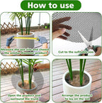 Pack Plant Pot Grids, 11.8" Trim-to-Fit Plant Pot Soil Covers Protectors from Animals,Plant Pot Soil Guard for Indoor Outdoor Plant Protection with Metal Stakes (10, Black)