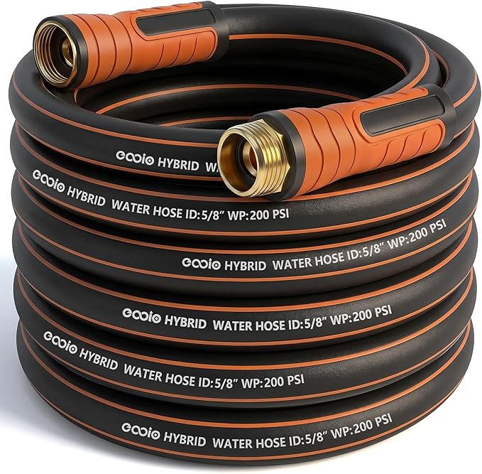 Garden Hose 35 ft x 5/8", Heavy Duty Water Hose, Flexible and Durable, Kink Resistant Lightweight Hybrid Hose, Leakproof Yard Hose with Male to Female Fittings