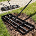 Housolution 32"x10" Lawn Leveling Rake with Serrated Edge & Smooth Plate, Heavy-Duty Stainless Leveling Rake with 72" Adjustable Handle, Serrated Rake for Soil/Dirt/Compost/Dead Grass/Gravel