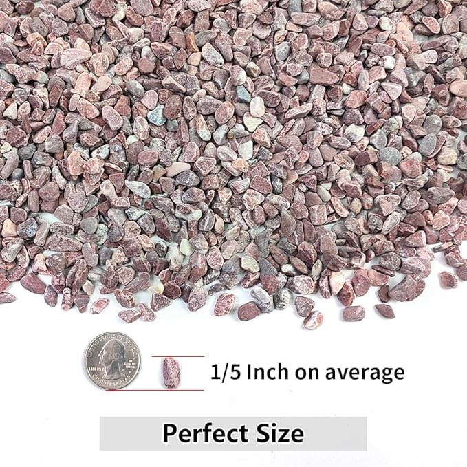 YISZM 2LB Succulent and Cactus Gravel Pebbles, 1/5 Inch Natural Decorative Polished Stones, River Rocks for Vases Gardening Indoor and Outdoor Decorative Rocks, Red