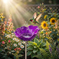 24" Handmade Metal Flower Garden Stake Bird Bath - Detachable Anti-Slip Bee Watering Station & Butterfly Puddler - Rustic Outdoor Art, Garden Gift for Bird Watchers, Mom & Seniors (Purple 1pcs)