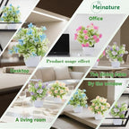 Mini Artificial Faux Plants 4 Packs, Small Fake Plants with Flowers, Black Potted Greenery for Bathroom Office Home Conference Table & Indoor Desk Decor Farmhouse Kitchen Library Restaurant