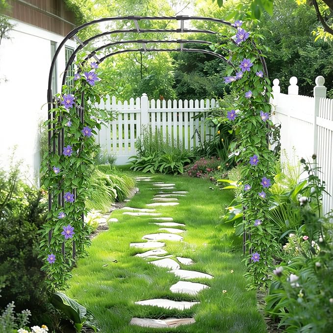 Garden Arch Trellis - 69"L*71"W*87"H, Rust-Proof Grape Trellis with Thickened Steel Pipe, Garden Arch Trellis for Climbing Plants Outdoor, Tunnel Trellis for Cucumber, pumpkin,Squash, Melon