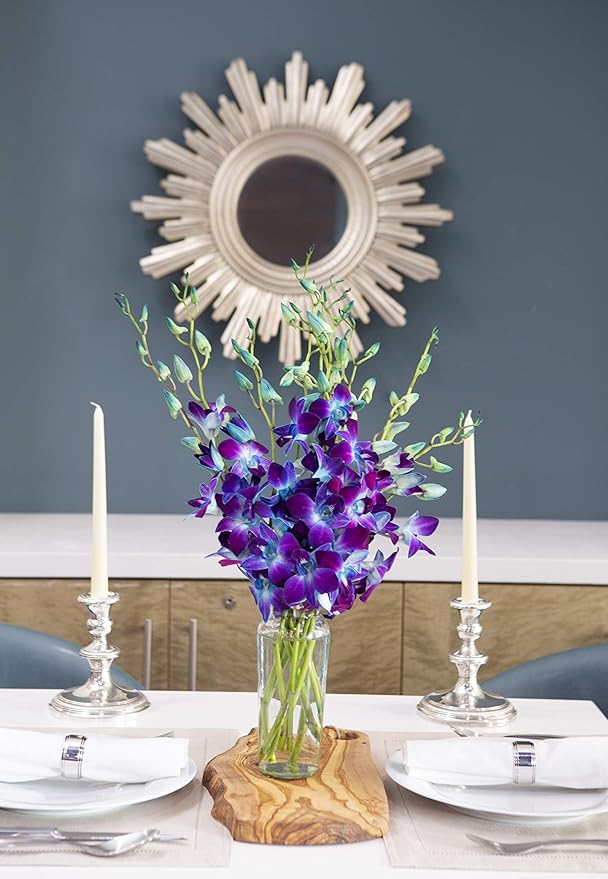 KaBloom - Exotic Sapphire Orchid Bouquet of 10 Blue Orchid - Fresh Flowers for Birthday, Valentine's & Mother's Day