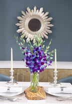 KaBloom PRIME NEXT DAY DELIVERY - Fall Collection - Exotic Sapphire Orchid Bouquet of 10 Blue Orchid with Vase.Gift for Birthday,Anniversary, Get Well, Thank You,Valentine, Mother’s Day Fresh Flowers