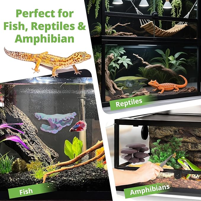 Westant Mushroom Decor for Reptile Tank, Fish Tank, Pet-Safe Bearded Dragon Tank Accessories, Realistic Terrarium Plants for Leopard Geckos, Crested Geckos, Tree Frogs, Snakes (Ember, Shelf Cap)