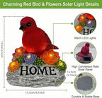 DECOUE Solar Garden Statue with Bird & “Home” Sign, Solar Bird Light Outdoor Decor with Warm LED Glow, Garden Decor for Outside Yard Patio Walkway, Decorative Garden Statue with Succulent Accents