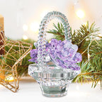H&D HYALINE & DORA Crystal Flower Basket Figurine Collectable Ornaments Home Decor Tabletop Centerpiece Gift for Lady,Purple Color