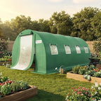 KING BIRD Premium 20x10x6.6FT Greenhouse for Outdoors, Large Walk-in Upgraded Galvanized Metal Frame, Mesh Door Screen Window Improved Zipper Tunnel Hoop for Garden Plant Winter, 2 Stiffeners, Green