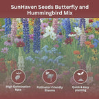 Butterfly and Hummingbird Wildflower Mix – 30,000+ Seeds – 1 oz Bulk Extra Large Resealable Packet – Non-GMO Open Pollinated Wildflower Seeds