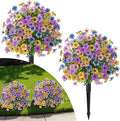 Alupssuc 2Pcs 20" Artificial Topiary Ball Flowers for Outdoors, Spring Decoration with Spike, UV Resistant Faux Summer Plants, Fake Bushes Indoor Decor, Mix 4 Colors for Garden, Porch, Home & Patio