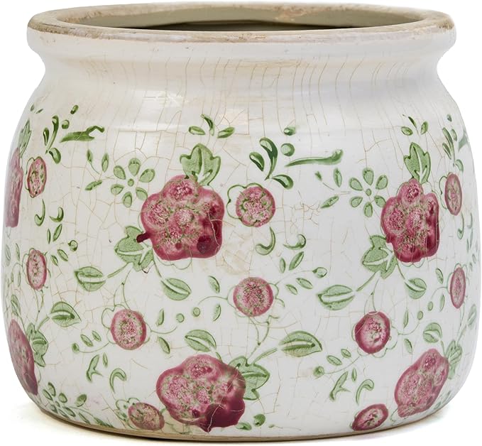 Dosayes Ceramic Pot for Planter, Vintage Red Plum Flower Pot with Drainage Holes, 6.29 inch Ice Crack Glazed Indoor Planters Pot