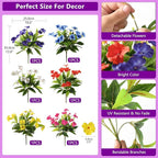 Hommyea Artificial Fake Flowers for Outdoor, 6 Bundles UV Resistant Faux Plants Decoration Silk Flowers No Fade Plastic Flowers for Outside Planters Home Porch Patio Yard Garden Decor