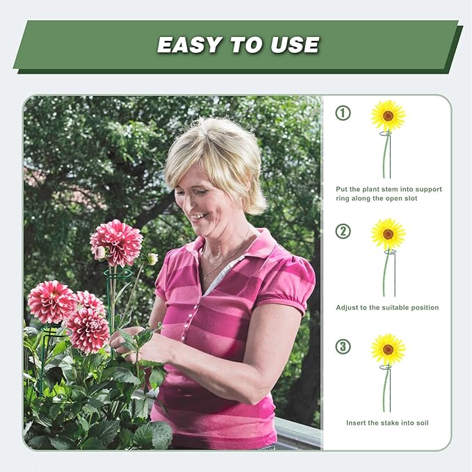 Joyhalo 12 Pack Plant Support Stakes 36 Inches, Plant Stakes, Flower Stakes with 24 Twist Ties, Garden Sticks for Plants Hibiscus, Sunflower, Red Hot Poker, Hydrangea, Tomato, Sapling Etc