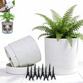 GreenShip Planter Set of 2 (13.8" & 11.8") – Cylinder Planters with Drainage Hole and Planter Saucer, Jun Porcelain Clay & Recycled Resin, Decorate Home,Office & Outdoor,White pots