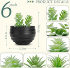 Der Rose Set of 6 Succulents Plants Artificial in Pots Small Fake Plants for Halloween Decorations Bedroom Living Room Office Shelf Black Bathroom Decor