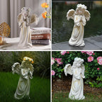 Angel Garden Statue,Memory Guardian Solar Garden Decor with Warm Light,Waterproof Outdoor Garden Decor Praying Angel Figurine Sculpture for Lawn Yard Patio,Sympathy Present,White