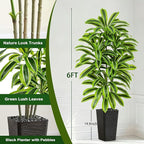 Artificial Yellow Dracaena Tree - 6FT Tall Fake Plants with Black Planter - Artificial Plants Indoor Floor Plant in Pot - Large Tropical Fake Yucca Potted Tree for Home Office Living Room Decor