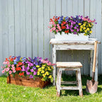 Hommyea Artificial Fake Flowers for Outdoor, 6 Bundles UV Resistant Faux Plants Decoration Silk Flowers No Fade Plastic Flowers for Outside Planters Home Porch Patio Yard Garden Decor