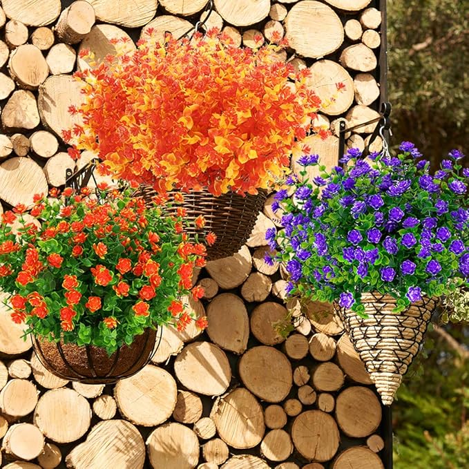6 Bundles Artificial Fall Flowers No Fade Faux Autumn Plants, Fake Indoor Outdoor Greenery for Thanksgiving Christmas Wedding Party Home Garden Fireplace Décor (Gold Yellow)