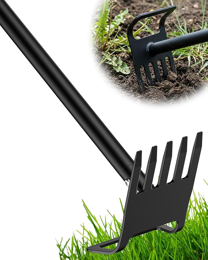 Garden Hoe, 60 Inch Adjustable 2-in-1 Hoe Garden Tool, Sharp Blade for Weeding & Soil Loosening in Garden & Yard