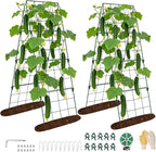 2 Pack Cucumber Trellis, 48"x16" Adjustable A-Frame Trellis for Climbing Plants, Metal Foldable Upgraded Vegetable Trellis for Raised Bed, Support for Tomatoes, Squash, Zucchini, Vegetables & Flowers