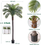 8.5FT Artificial Coconut Palm Set of 2, Faux Silk Palm Tree, Tropical Fake Trees for Indoor Outdoor, Large Sago Palm Plants for Home Office Garden Patio Poolside Backyard