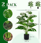 Der Rose 28" 2 Packs Fake Plants Large Artificial Monstera Faux Plants Indoor Tall for Floor Home Office Farmhouse Bedroom Decor