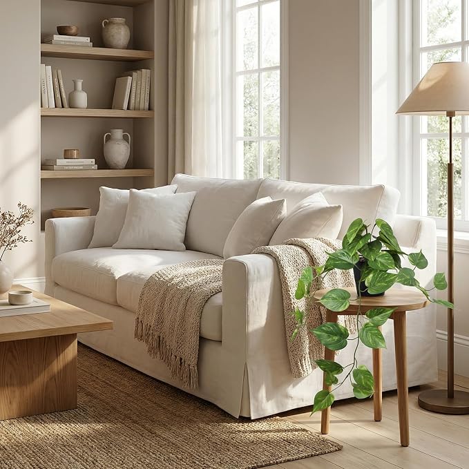 Fake Pothos Hanging Plants – Artificial Plastic Ivy Vines with Pots, Realistic Faux Greenery for Indoor Home Office Bathroom Shelf Cabinet Tabletop Decoration