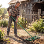 Goplus Lawn Leveling Rake, 30" x 10" Heavy Duty Level Lawn Tool w/ Ergonomic Handle for Soil, Effort-Saving Landscape Rake for Garden, Backyard, Golf Course, Farm, Pasture (Green)