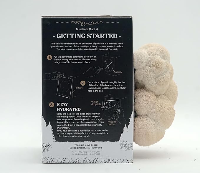 Organic Lion's Mane Mushroom Growing Kit - Indoor Gardening Kit for Fresh Gourmet Mushrooms - Easy Grow at Home - Holiday Gift for Garden Lovers & Foodies - Grown in USA - 3.5 lb