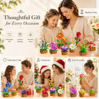 CUBIMANA 18 Unique Flowers Botanical Collection Mini Building Set, Tiny Flowers, Succulents & Plants with 3.6mm Mini Blocks, Desk Decor for Home Office, Relaxing DIY Gift for Women Adults Kids 12+