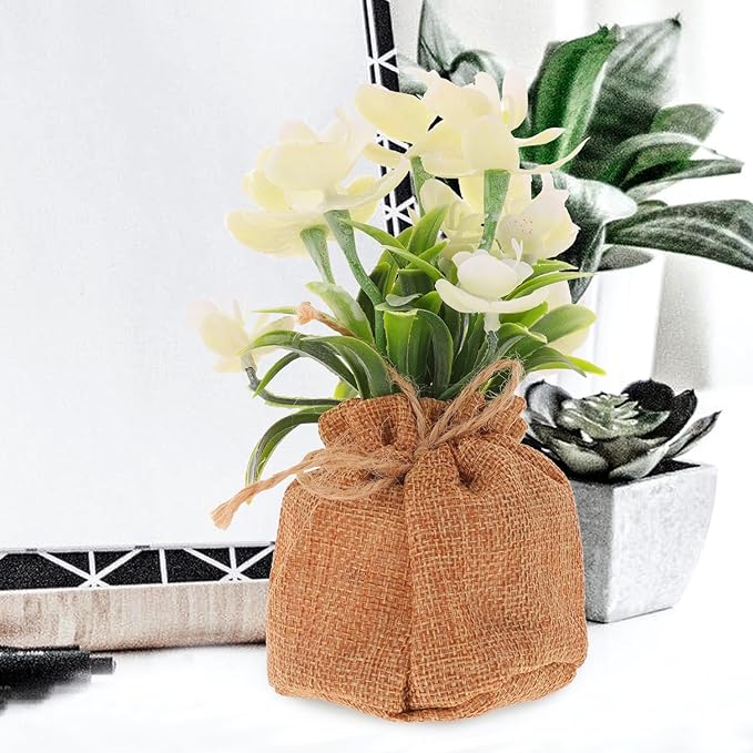 Faux Phalaenopsis Orchid Bonsai in Pot, Realistic Fake Orchid Flowers White Spray, Home Decor Artificial Phalaenopsis for Living Room and Office Table Display