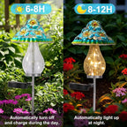 LOVERUIS Garden Statues with Solar Watering Can Lights, Cute Outdoor Garden Decor for Patio Yard Lawn Ornaments, Unique Gift for Women Mom Grandma (ARS-Mushroom Blue)