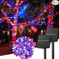 Minetom Red White Blue Lights, 2Pack Total 200 LED 80FT 4th of July Patriotic Lights 8 Modes, Waterproof Solar String Lights Outdoor,Solar String Lights for Outside Independence Day Memorial Day Decor