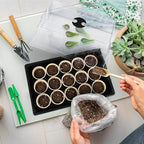 Hahood 4 Pack Seed Starter Tray Set Plants Growing Trays Peat Pots for Seedlings with Seed Starter Pots, Plastic Germination Tray, Plant Labels, Tool for Flower Vegetable Planting, Black