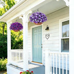 Artificial Hanging Flowers Plant with Basket for Outdoors Spring Decor, Fake Hanging Plants Faux Bougainvillea in Planter Look Real UV Resistant Silk Flowers for Outside Porch Patio Garden Home, Mix
