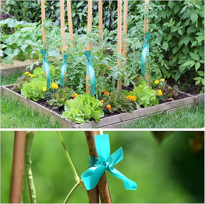 TELENT OUTDOORS Stretch Tie Tape, 1” Wide 200FT Reusable Garden Plant Ties Green Tapes for Plants, Thick Garden Vinyl Stake Ribbon for Branches Flowers Tomatoes Indoor Outdoor Greenhouse