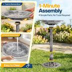VIVOHOME Bird Bath with Solar Fountain for Outside, Polyresin Pedestal Bird Baths with Solar Powered Pump for Outdoor, Garden, Weather-Resistant Birdbaths with 20" Bowl, Gray