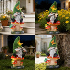 Solar Gnomes Garden Statue Decor for Mother's Father's Day,Gnome Figurines with LED Light for Garden Decorations for Patio Lawn Balcony Fairy Gardens Housewarming Gifts for Women Mom Grandma