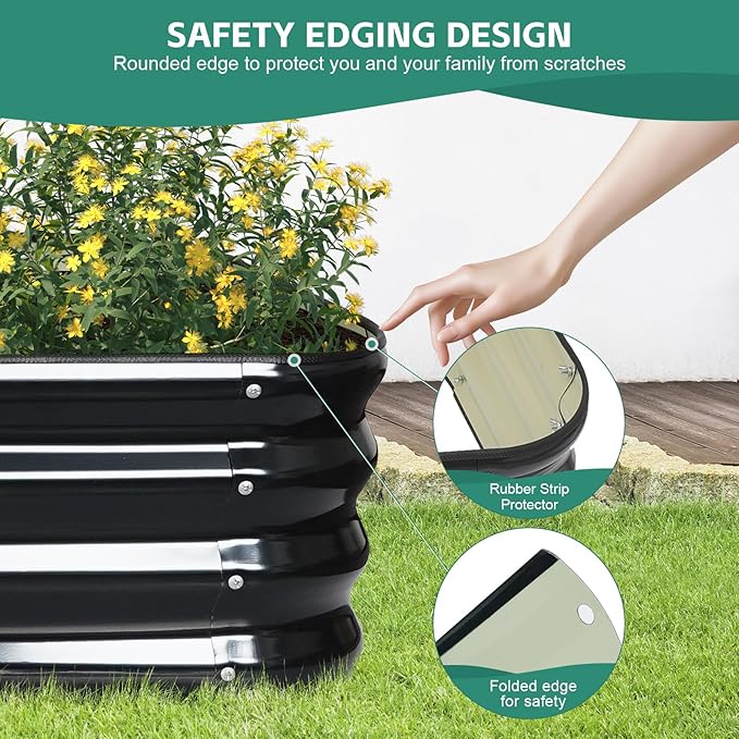 3 in 1 Galvanized Raised Garden Bed - 4x2x1ft (2Packs) Modular Planter Box Outdoor | Metal Raised Bed Kit with Bracing Rods for Gardening Vegetables Flowers Fruits Herbs (Gray)