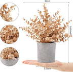 2 Pack Gold Eucalyptus Small Fake Plants Potted Artificial Plants for Christmas Decorations Shelf Desk Home Farmhouse Room Coffee Table Bathroom Decor