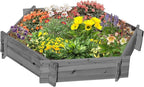 Outsunny Wooden Raised Garden Bed, Hexagon Screwless Outdoor Planter Box Plants, Vegetables, Flowers, Herbs, 39" x 36" x 6", Gray